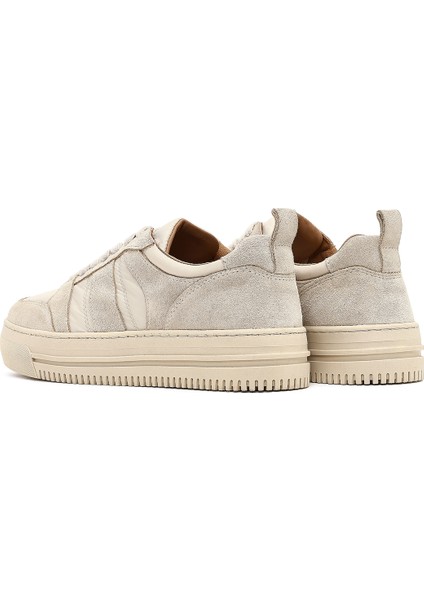 Kadın Bej Bağcıklı Kalın Tabanlı Desenli Deri Sneaker 25AFD142114 indirimleri