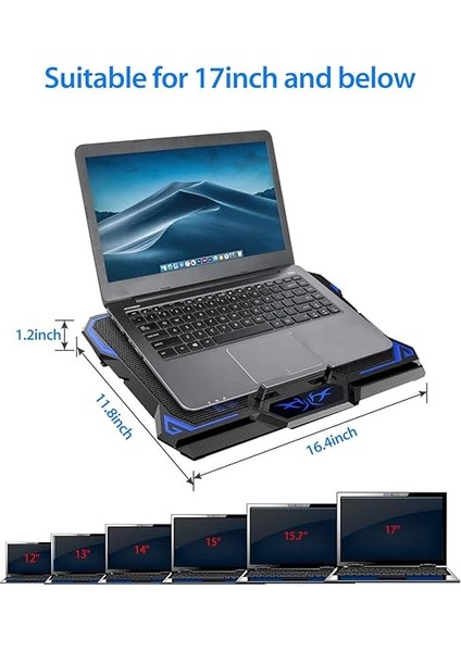 Dizüstü Soğutma Pedi, 15.6-17 Inç Dizüstü Soğutma Fanı Standı Için 6 Sessiz LED Fanlı Dizüstü Bilgisayar Soğutucusu, Taşınabilir Ultra Ince USB Powered Oyun Dizüstü Soğutma Pedi, Anahtar Kontrol Fanı fırsatları