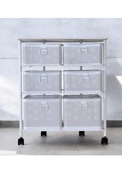 Home 3 Katlı Bölmeli Paslanmaz Metal Sebzelik (Beyaz)