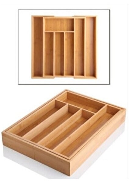 Ayarlanabilir Çekmece Içi 7 Gözlü Kaşıklık Bambu