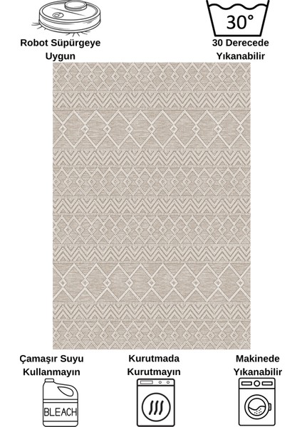 Bej Renk Iskandinav Tarzı Kilim Desenli Yolluk Lateks Halı indirimleri