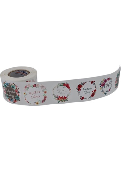 Etiketler , Hazır Al Hızlı Al Teşekkür Ederiz Etiketi 5 Farklı Çiçek Deseni 50MM Çap Ruloda 500 Adet Kendinden Yapışkanlı Rulo Etiket, Pp Opak E-Ticaret modelleri