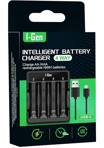 G427 4'lü Pil Şarj Aleti + 4 Adet Aa 2700 Mah Kalem Pilli Set 1.2V Ni-Mh fırsatları