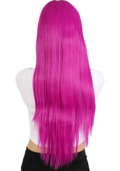 Uzun Kahküllü Fiber Sentetik Peruk - Fuşya fırsatları