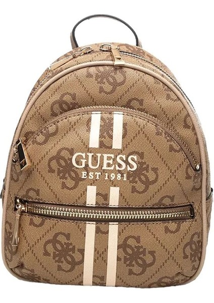 Kadın Manhattan Iı Çizgili Monogram Desenli Sırt Çantası - Kahverengi
