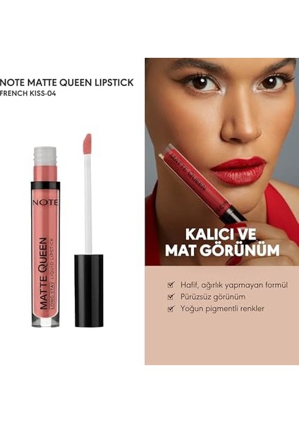 Note Matte Queen Lipstick 04 French Kiss Kalıcı Likit Ruj, Nude