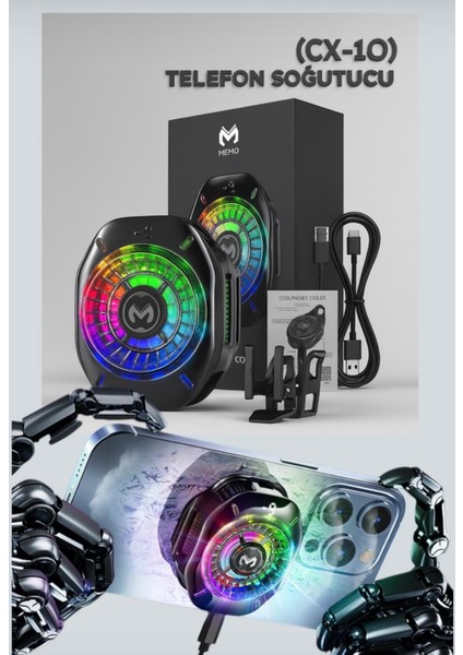 CX07 Telefon Soğutucu Fan 15W Güçlü Soğutma Manyetik Klipsli Sessiz Oyun Soğutucu Ios Android Uyumlu