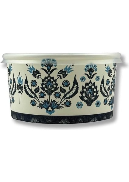 Karton Kağıt Çorba-Aşure-Tatlı-Dondurma-Yemek Kasesi -14 Oz Plastik Kapaklı Kase 50 Adet