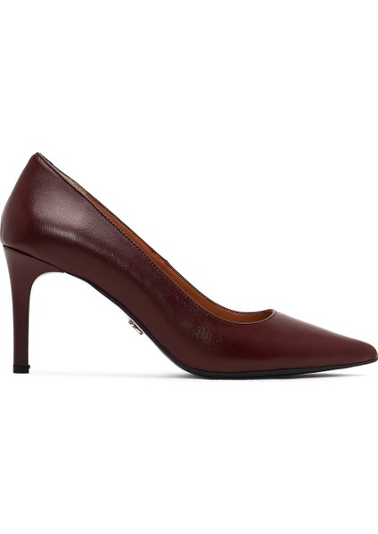 Kadın Bordo Ince Topuklu Deri Stiletto 25WFD161618