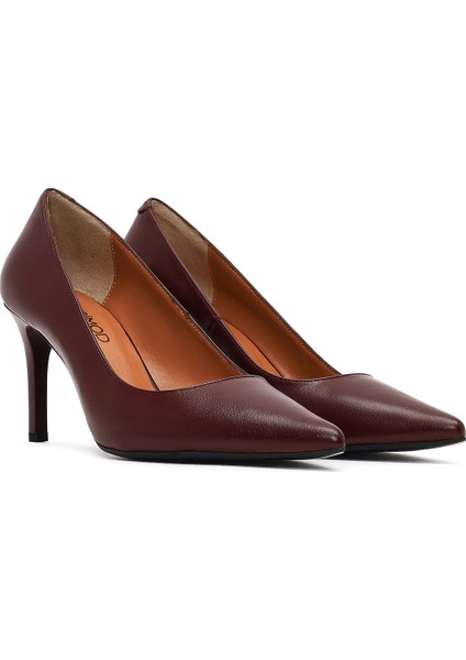 Kadın Bordo Ince Topuklu Deri Stiletto 25WFD161618 modelleri