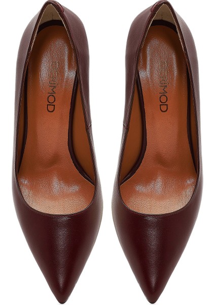 Kadın Bordo Ince Topuklu Deri Stiletto 25WFD161618