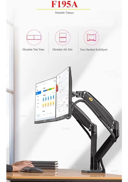 Bayou Nb G35 Çift Kol Amortisörlü Monitör Tutucu Stand 22-32 fiyatları