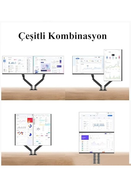 Bayou Nb G35 Çift Kol Amortisörlü Monitör Tutucu Stand 22-32 modelleri