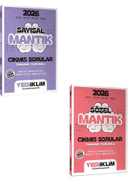 Yediiklim 2026 Ags Kpss Ales Dgs Sayısal-Sözel Mantık Tamamı Çözümlü Çıkmış Sorular Seti