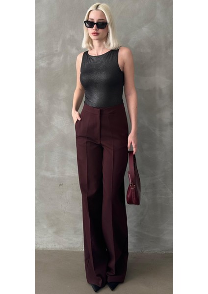 Bordo Yüksek Bel Kumaş Pantolon MG2284 fiyatları