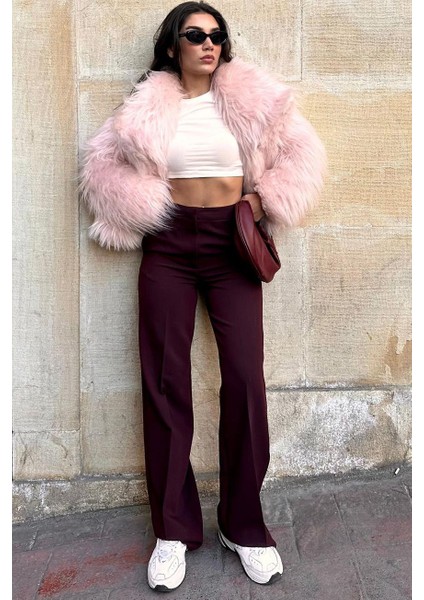 Bordo Yüksek Bel Kumaş Pantolon MG2284 indirimleri