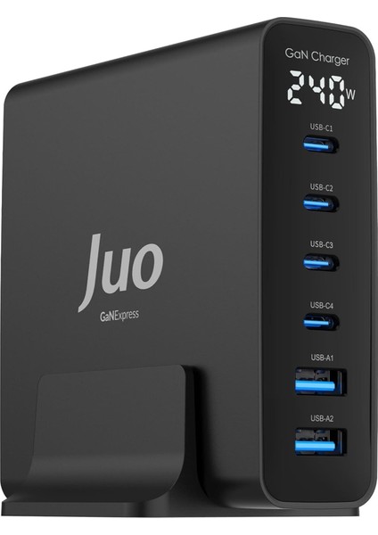 Juo 240W Gan Pd 3.1 Masaüstü Hızlı Şarj Cihazı 4 Type-C + 2 Usb-A & MacBook & Laptop Uyumlu Şarj Aleti