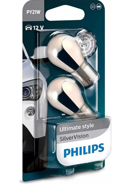 PY21W Chrome Diadem 12V 93 Turuncu Amber Silver Vision Ampul 2 Adet