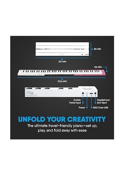 Carry-On Folding 88 Tuşlu Taşınabilir & Katlanabilir Dijital Piyano (Beyaz) fırsatları