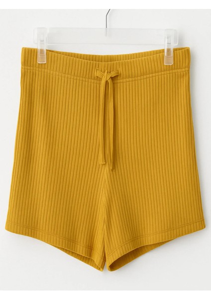 %100 Pamuk Kadın Fitilli Çizgili Ince Şort