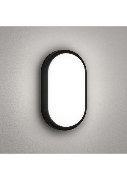 20W IP65 Oval Siyah LED Tavan ve Duvar Lambası | 6500K Beyaz Işık | Su Geçirmez Bahçe Aydınlatma | 2000 Lümen | 270X147X78MM (220V)