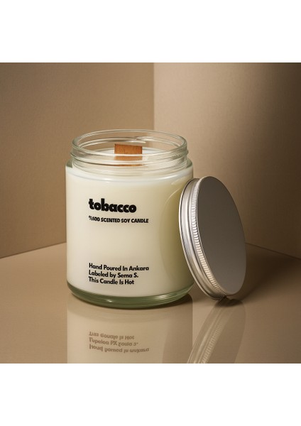 : Tobasso : Cam Kavanozda Kokulu %100 Soya Mum (Tütün, Oud, Amber, Sandal, Sedir)
