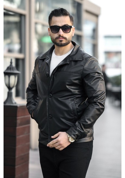 Yeni Sezon Erkek Baharlık Düğmeli Italyan Kesim Deri Ceket fırsatları