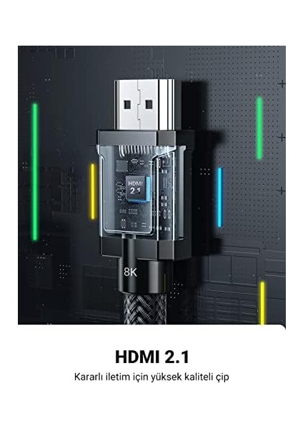 8k HDMI 2.1 Kablo Desteği HDR10, Earc, Ps5 Için 3d, Xbox S, Monitör Vb (1m), Gri modelleri