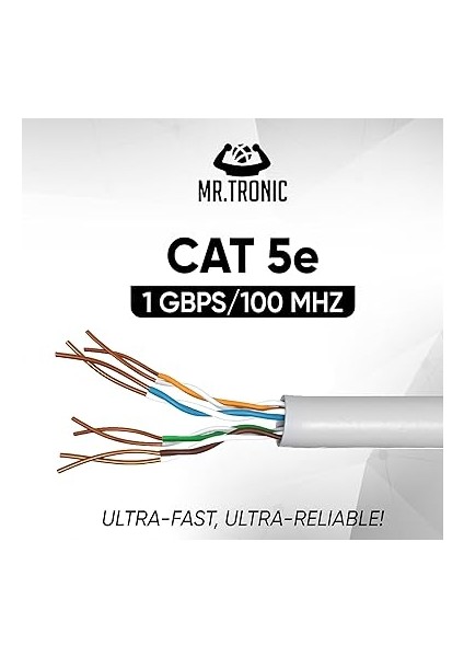 Tronic 100 M Ethernet Ağ Kablosu Cat 5e, Lan Ağ Kablosu, Hızlı ve Güvenilir Internet Için, AWG24 Toplu Kablo Cat 5e | Bulk Kablo 1 Gbps, 100 Mhz, Utp Cca (100 Metre, Gri) modelleri