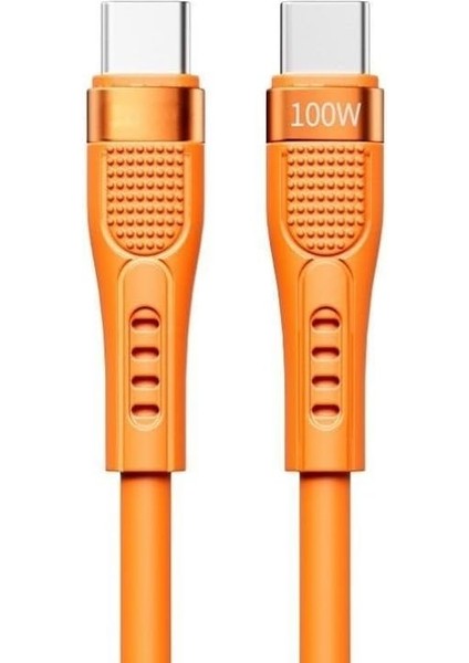 100W Type-C To Type-C Hızlı Şarj ve Kablosu 1.3m AZ-B03A (2 Farklı Renk) (Turuncu)