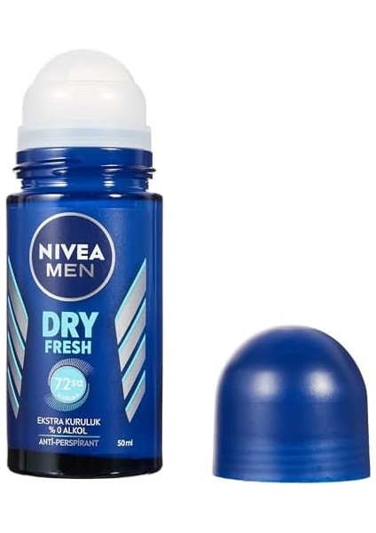 Nıvea Men Erkek Roll On Deodorant Dry Fresh 72 Saat Anti-Perspirant Koruma, Ekstra Kuruluk, 50 ml