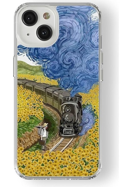 iPhone 13 ile Uyumlu Van Gogh Çizim Tasarım Baskılı Şeffaf Kılıf