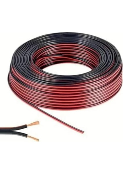 30 Metre Siyah 2 * 0,75 Hoparlör Ses Sitemi Kablosu - Hoporlör Elektrik Tesisat Kordon Kablosu (Siyah, 30 Metre)