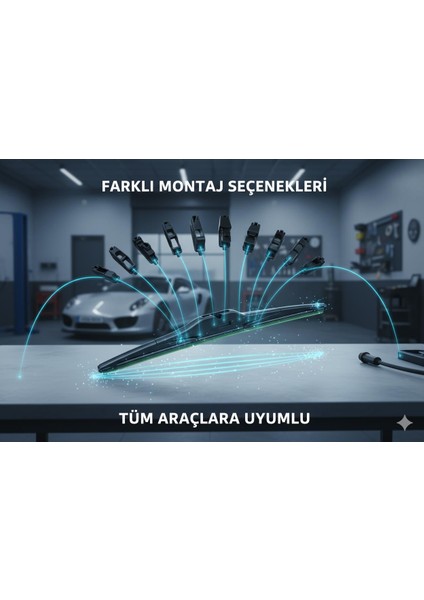 Premium 9 Aparatlı Hibrit Arka Silecek Kilitli Model 33 cm Uyumlu modelleri