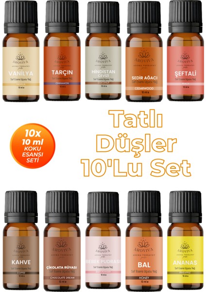 Tatlı Düşler Esansiyel Uçucu Koku Yağı Buhurdanlık Yağı Difüzör Esansı 10'lu Set 10X10ML