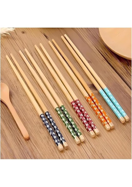 Adet Bambu Desenli Yıkanabilir Çin Çubuk - Sushi, Ramen ve Noodle Yemek Çubukları Seti