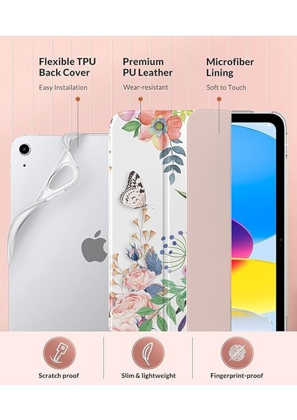 Case For New iPad (A16) 11TH Generation 2025/ 10TH Generation 2022, iPad 11 Inch/ 10.9 Inch Case With Soft Tpu Translucent Frosted Back Cover, Auto Wake/sleep, Support Touch Id, Fragrant Flowers fırsatları
