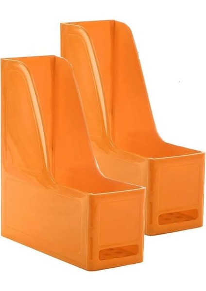 Turuncu Magazinlik Demonte Plastik 2 Adet Plastik Kutu Klasörü Magazinlik A4 Dosya ve Masa Düzenleyici Sınıf Ev Ofis