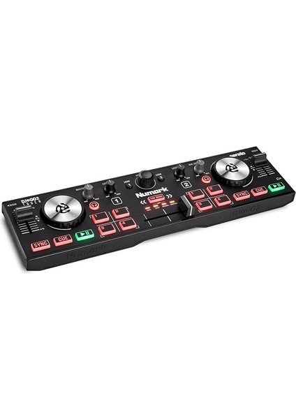 DJ2GO2 Touch – Yolculuk Için Mini Dj Kontrol Cihazı – 2 Panelli USB Dj Konsolu, Ses Arayüzü ve Kapasiteli Jogwheels, 4 Pad Modu; Yazılım Dahil