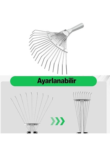 Ayarlanabilir Bahçe Tarla Tırmık Çim Peyzaj Yaprak Ot Saman Temizleme Toplama Tırmığı 1 Adet fırsatları