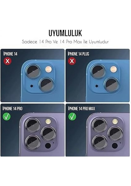 Iphone Alüminyum Alaşım Çerçeveli Tempered Glass Kamera Lens Koruyucu (Iphone 14 Pro Max Mor) fırsatları