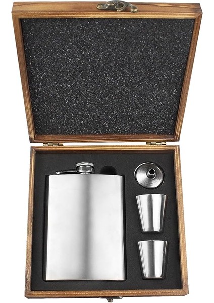 Kutulu Paslanmaz Çelik Cep Matarası Seti | 210 ml | Hediyelik Erkek Seti | Viski Matarası | Babalar Günü, Doğum Günü Için Şık Hediye fırsatları