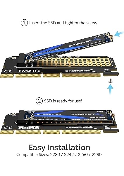 Pcıe M2 Adaptörü, Nvme Pcıe X16/X8/X4 Kart, Soğutuculu, M.2 SSD Boyutları 2230/2242 / 2260/2280 (Ec-Pcıe) fiyatları