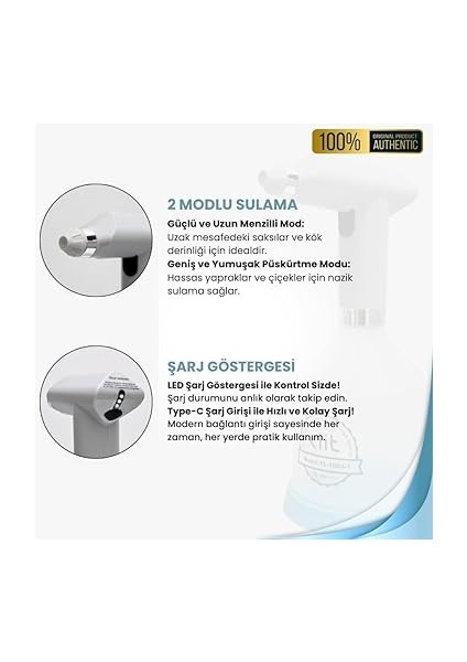 Çiçek Sulama Robotu, 2 Püskürtme Modlu, Type-C Şarjlı, Iç ve Dış Mekan Kullanımı modelleri