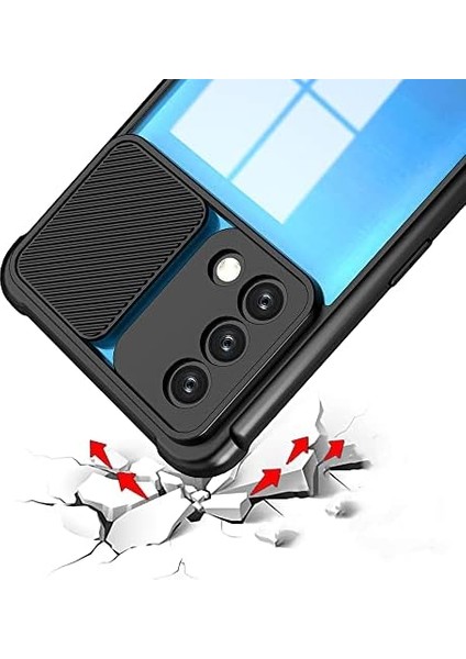 Reno 5 Lite Kılıf Lens Sürgülü Mat Silikon - Siyah modelleri