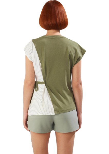 Yazlık Pamuklu Örme Bluz Rahat Kalıp Bisiklet Yaka Günlük Stil Zarifane Tasarım Trend fırsatları