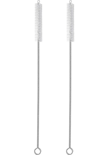 2 Içme Saman Temizleme Fırçası Uzun - Paslanmaz Çelik Içecek Pipetleri Için Kıl Temizleyici Cam Yıkama Için Ağır Hizmet Fırçaları Silikon Metal Pipetler Çaydanlık Bacalı Mini Mikro Şişe