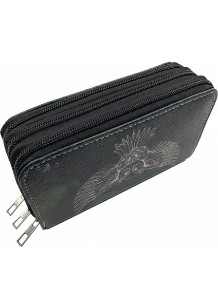 Üç Gözlü Lastikli Kalemlik Baykuş Siyah modelleri