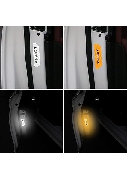 Açık Uyarı Reflektör Etiketi,araba Kapısı Için 4 Adet Reflektörlü Açık Istemi Çıkartmalar, 9,6 cm Otomatik Güvenlik Uyarı Çıkartmaları, Gece Görünürlüğü Çarpışma Önleyici Koruyucu Şerit, Beyaz indirimleri