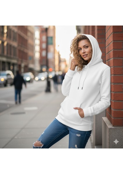 Kadın Oversıze Şardonlu Kapüşonlu Beyaz Sweatshirt fiyatları